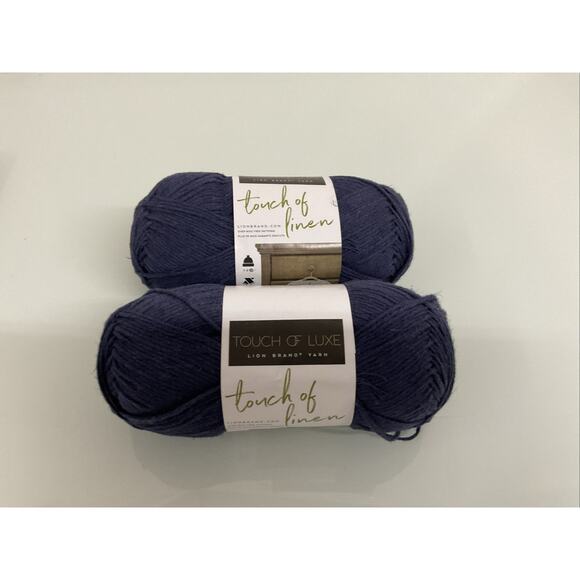 Lion Brand Touch of Linen, Indigo (Lot of 2 skeins) Same Lot - Picture 1 of 5
